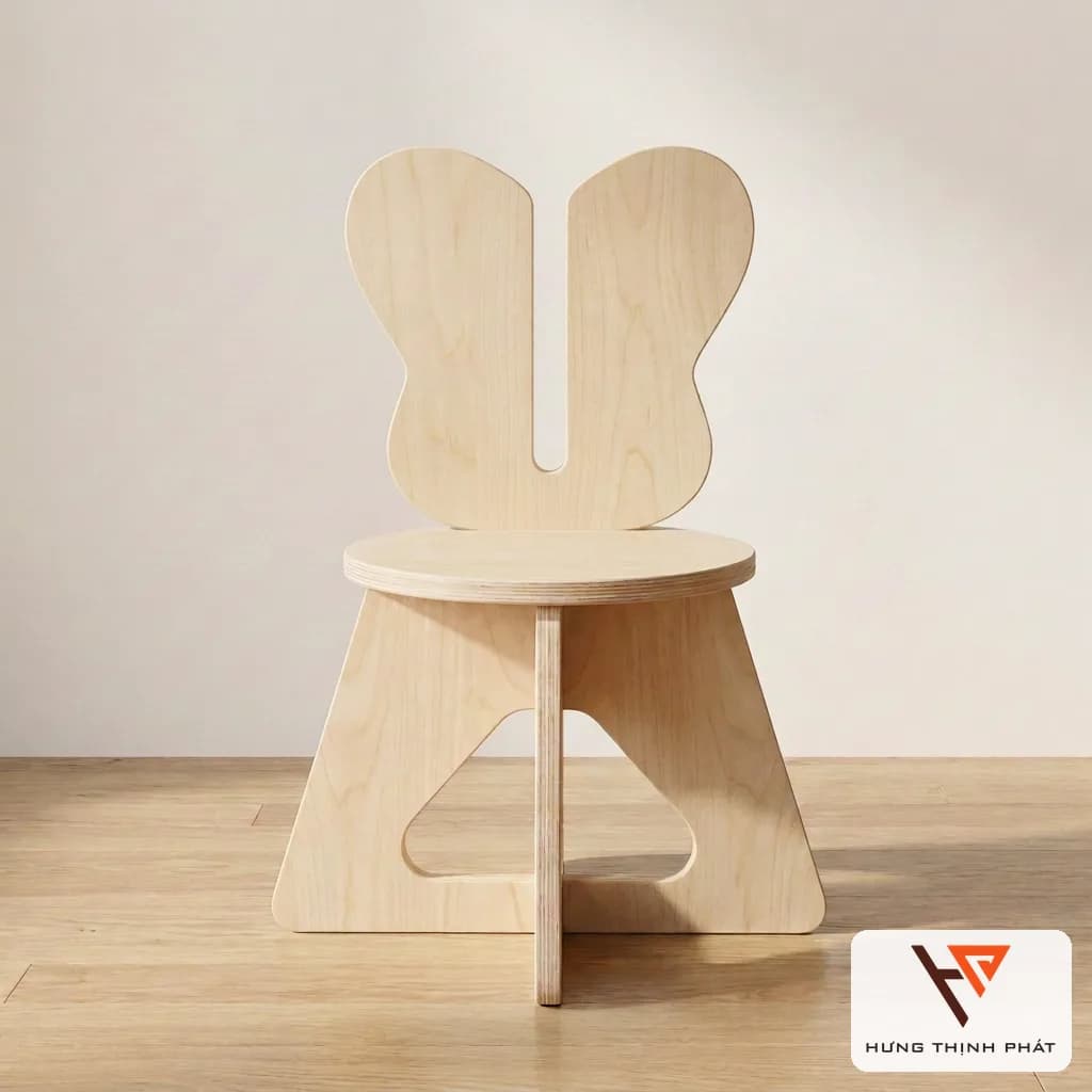 Ghế cánh bướm mầm non – ghế thiết kế cho bé 3-6 tuổi, ván ép An Cường, bo tròn an toàn