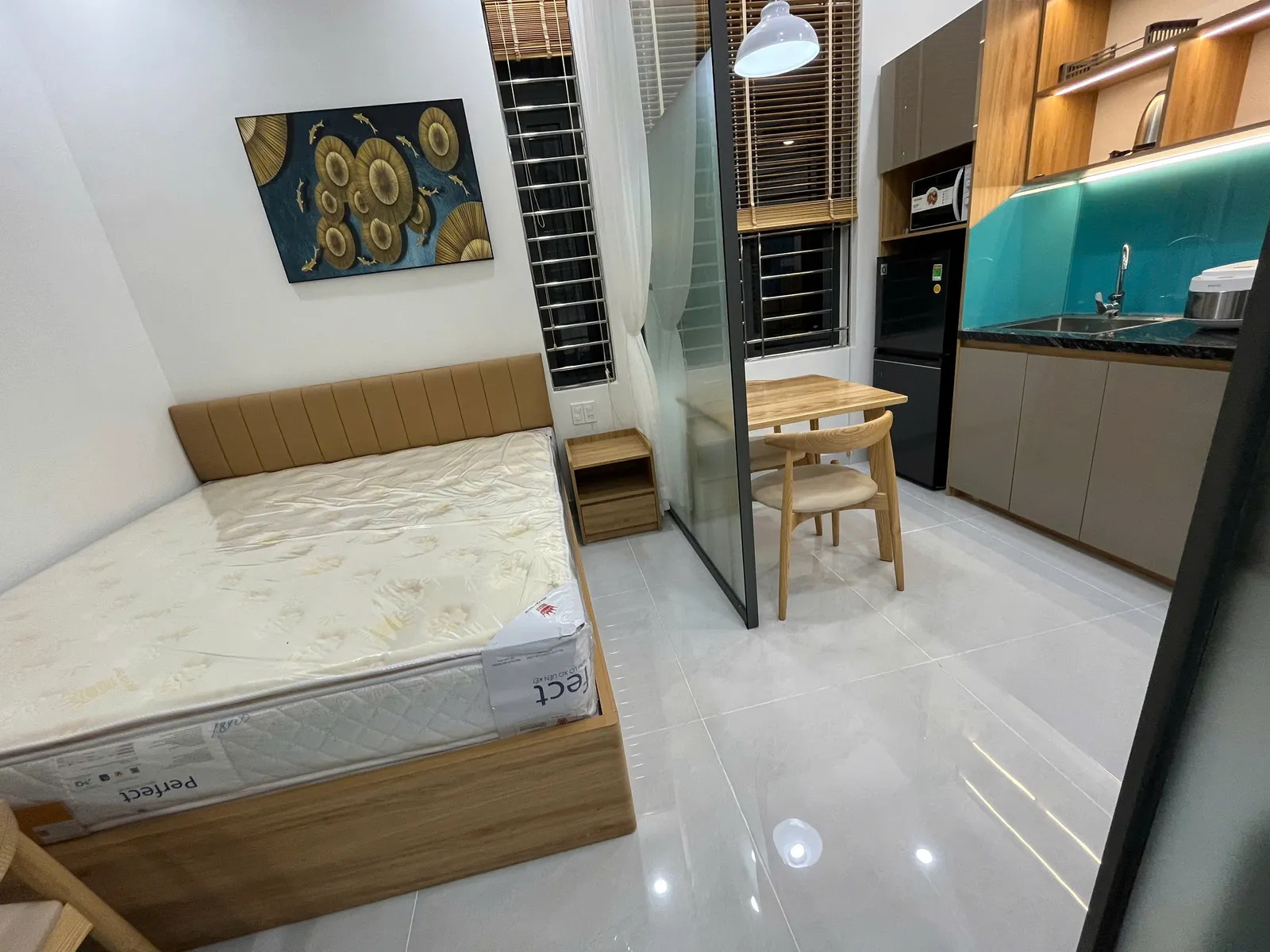 Căn hộ studio — điểm nhấn xanh lá & vòm cong — 7