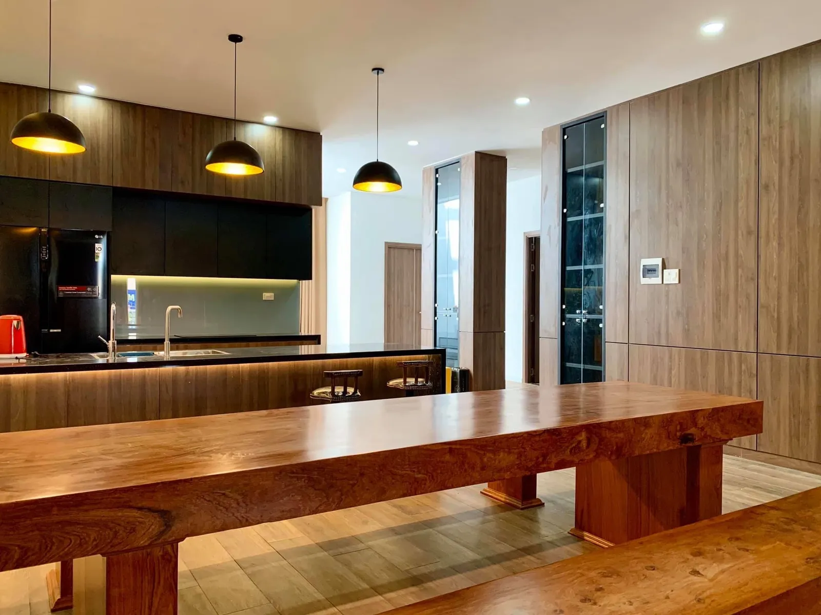 Modern townhouse — warm wood interior